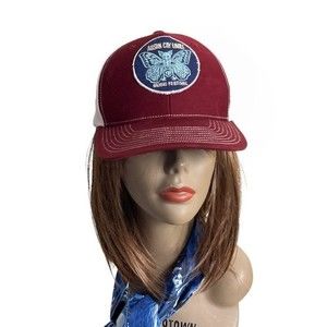 Austin City Limits Music Festival SnapBack Cap Truckers Hat White Mesh Burgundy